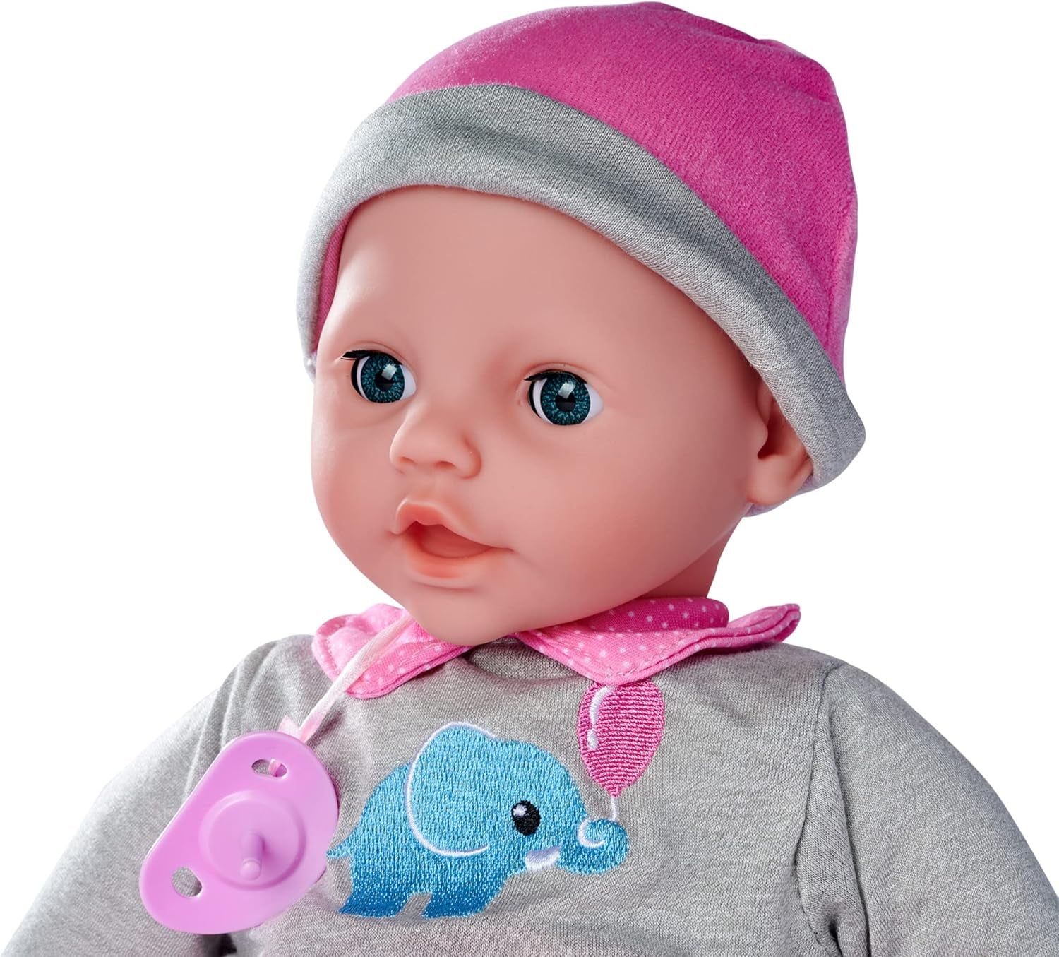 Simba 105140066 – Laura Interactive, Weichkörperpuppe mit Schlafaugen, plappert bei Bewegung, trinkt aus einer Flasche und schläft ein, 40 cm, Babypuppe für Kinder ab 2 Jahren