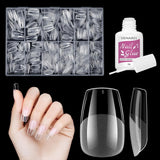 Kurze künstliche Nägel, Ballerina, 500 Stück, zum Aufkleben, 12 Größen, künstliche Nägel, kurze, weiche Gel-Nagelspitzen mit vollständiger Abdeckung für Gelnägel, kurz S