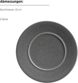 MÄSER Serie Unico, Tafelservice für 2 Personen, zeitlos, elegant, 8-teiliges Tischservice aus Keramik, Steingut, Anthrazit