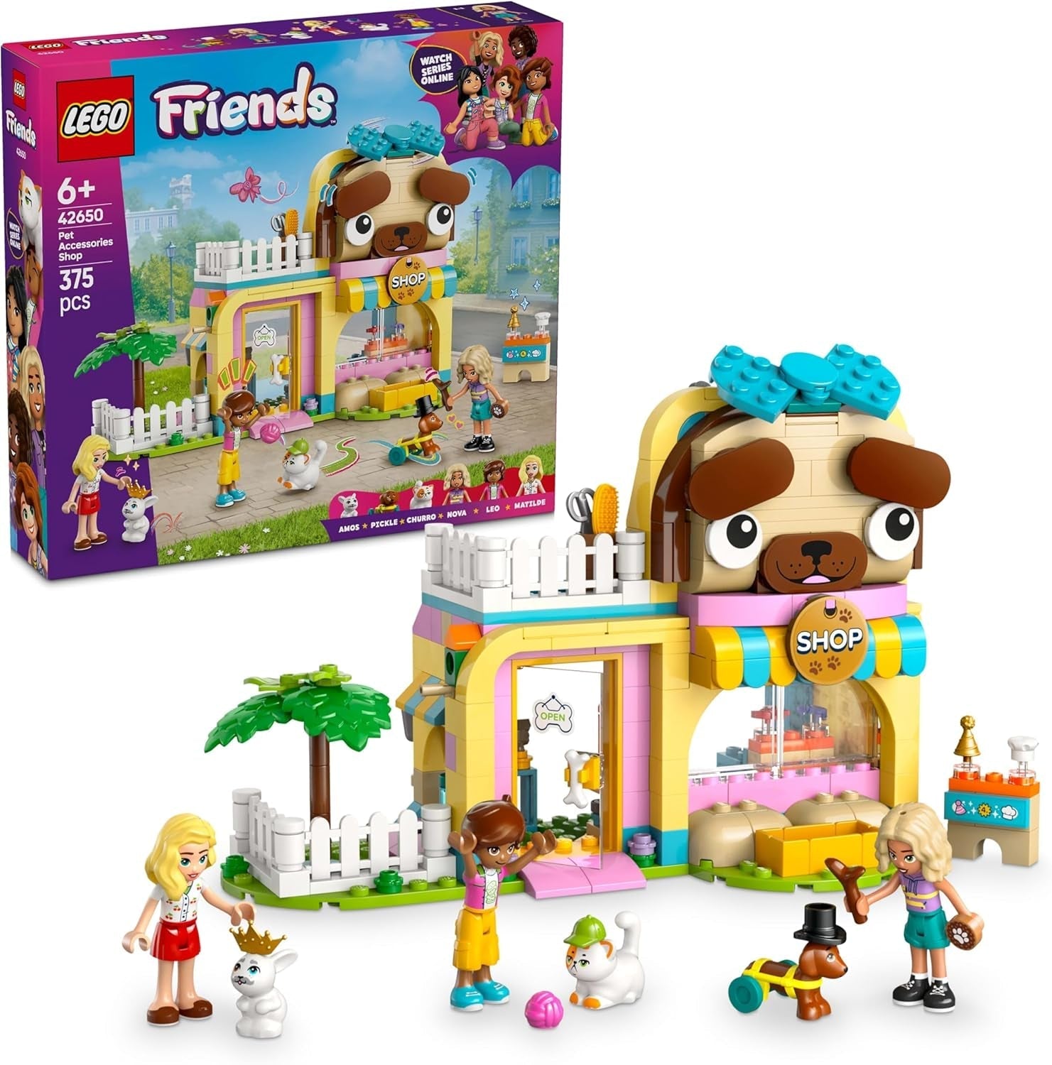 LEGO Friends Animal Accessories Store Rollenspielset Lernspielzeug für Mädchen ab 6 Jahren 3 Minifiguren und 3 Tierfiguren Katze Hund Hase Geschenkidee für Kinder 42650 Bausets Besuche den LEGO-Store Standardtitel