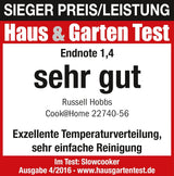 Russell Hobbs Slow Cooker, 3,5 Liter antihaftbeschichtet, Edelstahl, 3 Temperatureinstellungen und Warmhaltefunktion, 160 W Slow Cooker Naty Shop