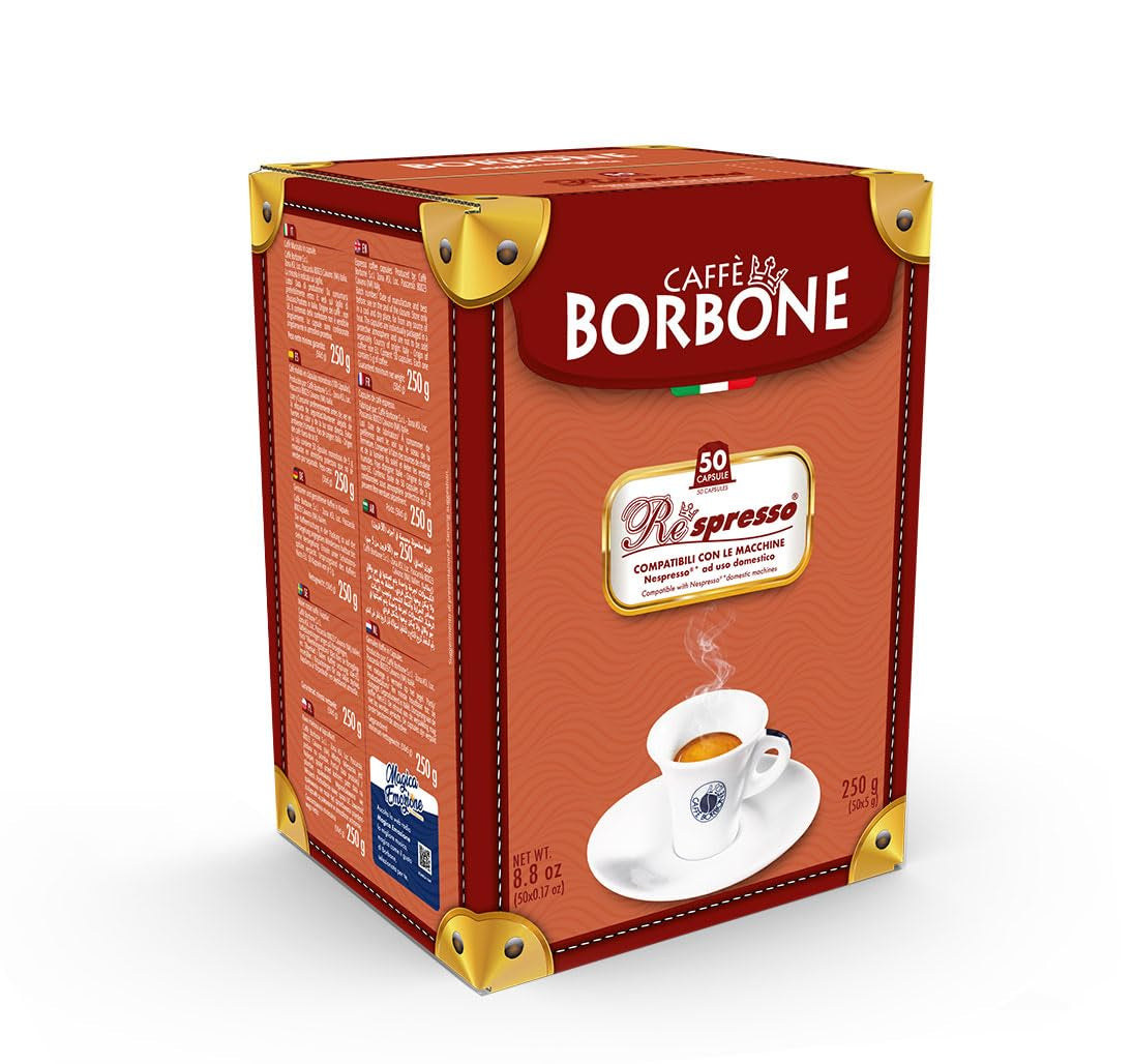 Caffè Borbone Respresso, leichte Kaffeemischung, 50 % weniger Koffein als die blaue Mischung – 50 Kapseln – kompatibel mit Nespresso®* Haushalts-Espressomaschinen