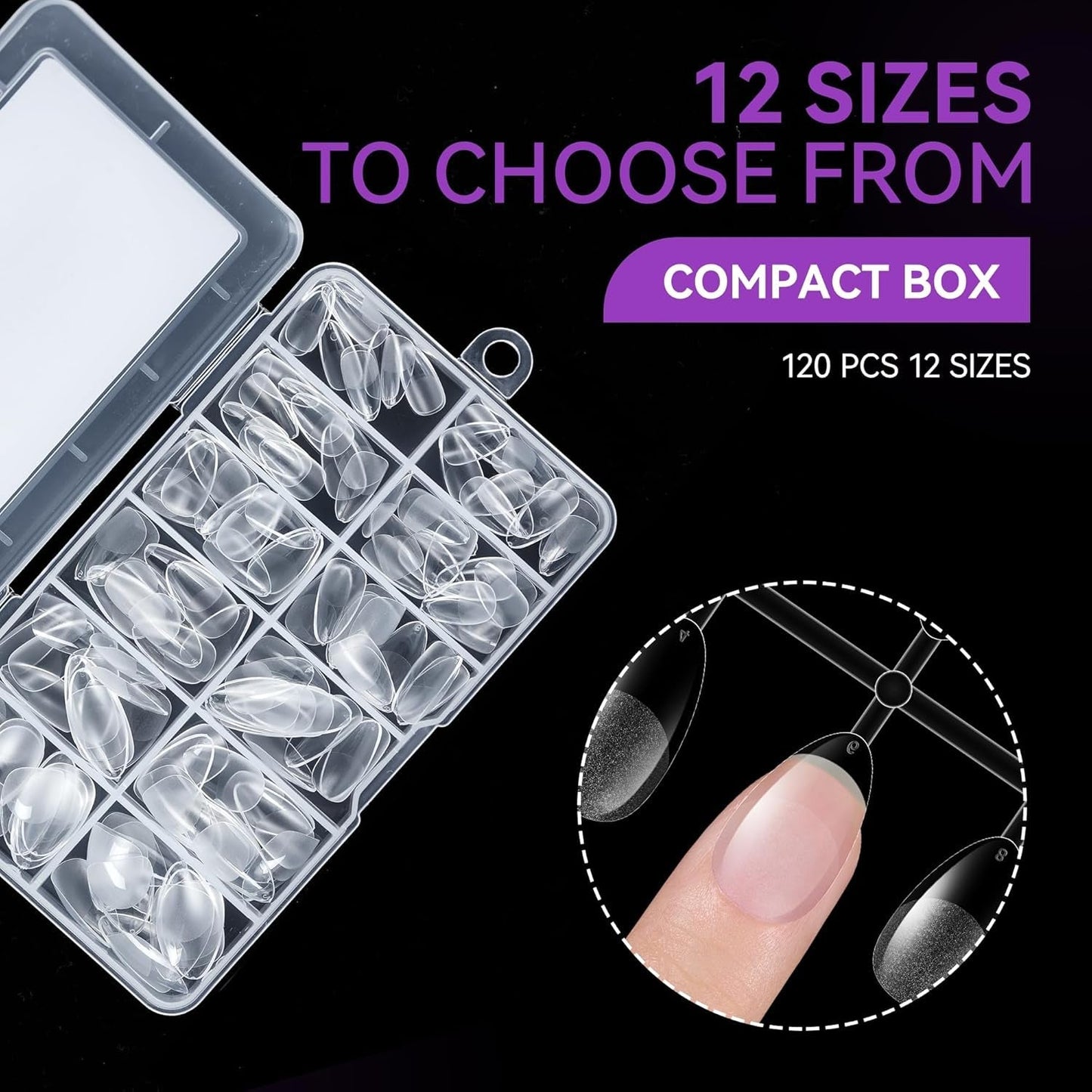 Gelike Ec Short Almond Nails – Weiche Nägel mit vollständiger Abdeckung, vorpolierte künstliche Nägel für Nagelverlängerungen, Nagelstudio zu Hause, DIY-Salon, 120 Stück, 12 Größen