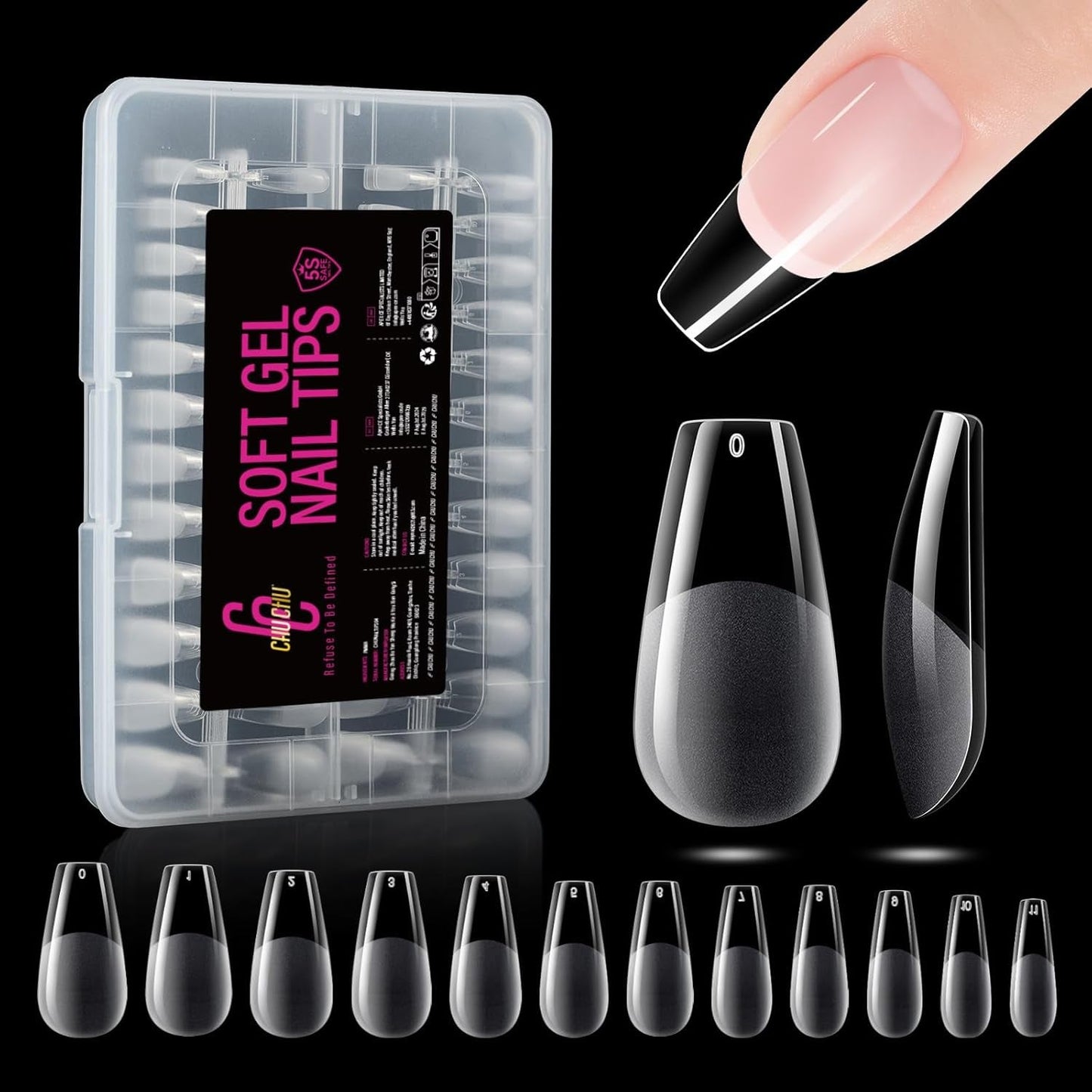 504 Stück Ballerina Medium Gel-Nageltypen: Gel-Nagelspitzen, PMMA-Kunstnägel, Nagelverlängerungen, künstliche Nägel, 12 Größen