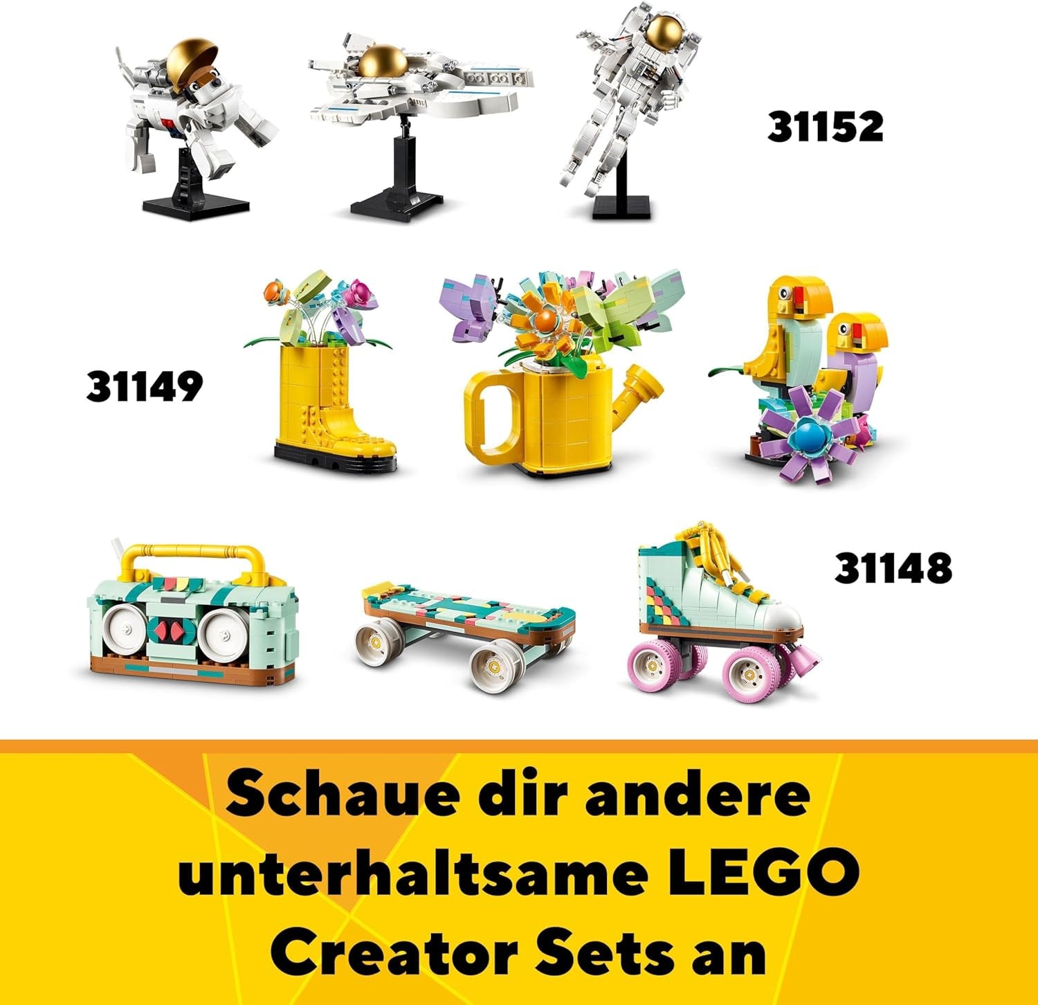 LEGO Creator 3In1 Tiersafari, Kreativset mit Tierfiguren, 3 Baumöglichkeiten: Spielzeuggiraffe, Gazelle und Löwe, Spielzeugtiere für Mädchen und Jungen, Naturgeschenk für Kinder ab 9 Jahren 31150 Bausets Beuche den LEGO-Store