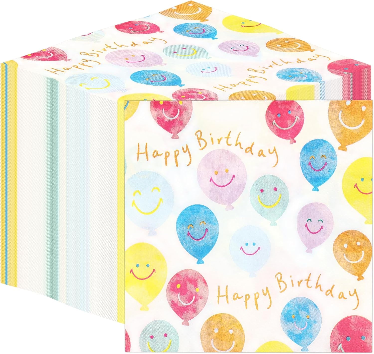 Hochwertige Happy Birthday Smiley-Papierservietten, Ballonservietten für Party-Catering, umweltfreundliche Einwegservietten, kompostierbar, langlebig und recycelbar