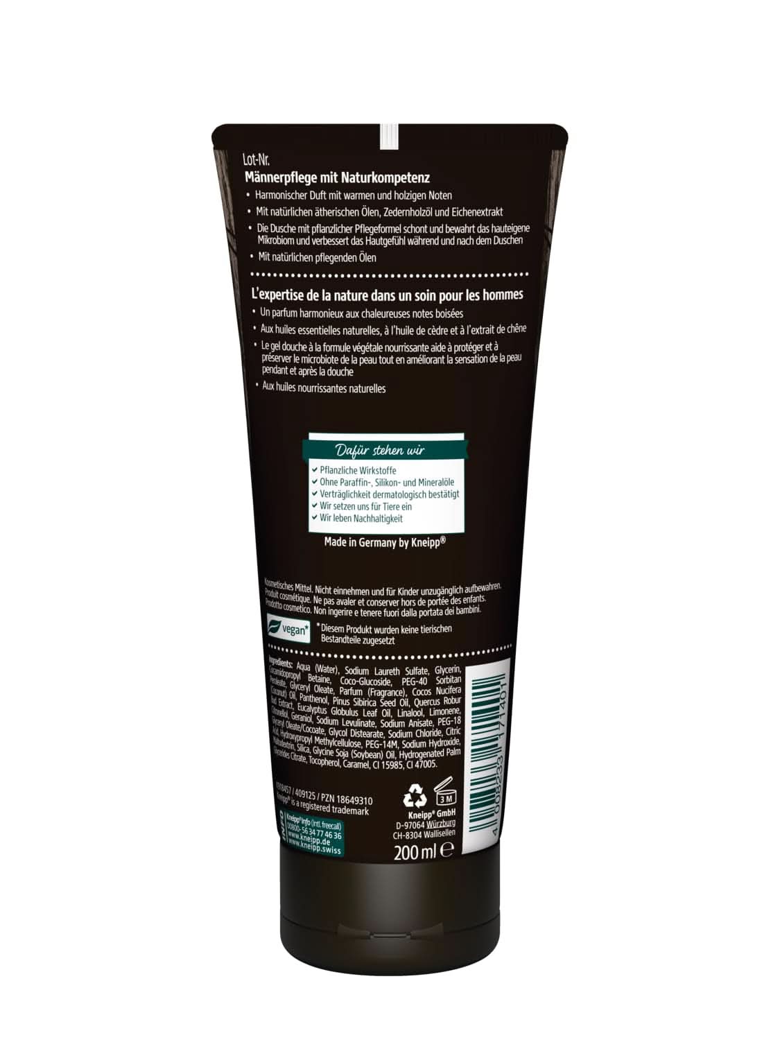 Kneipp MEN 2 in 1 Dusche Kraftvoll, Duschgel und Shampoo, 200 ml Dusche und Bad Naty Shop