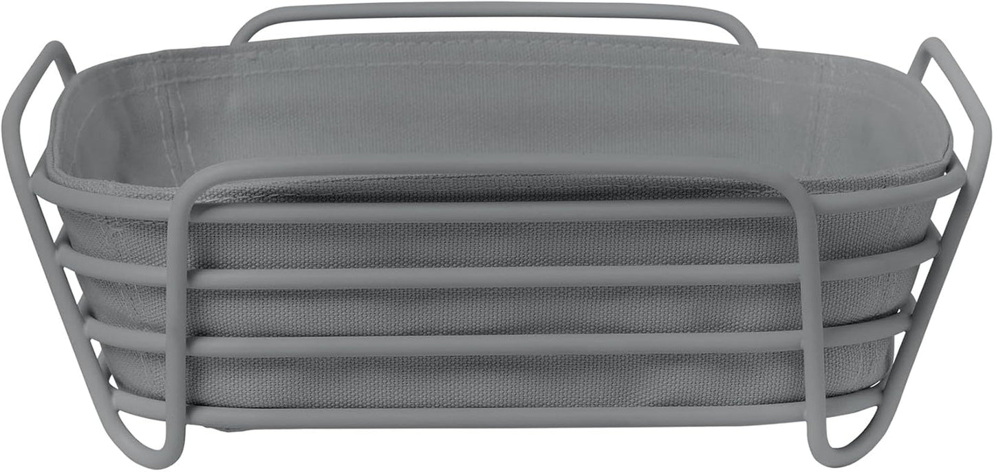 Blomus -DELARA- Brotkorb Größe L, quadratisch, abnehmbare Stofftasche, elegantes Design, 26 x 26 cm, Farbe Moonbeam (64075) Frischhaltedosen Naty Shop Haifischhaut Einheitsgröße