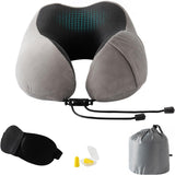 Good Nite Nackenkissen, Flugzeug-Nackenkissen, Reisekissen, Erwachsenen-Nackenkissen, Auto-Heim-Kissen, Kopfkissen, ergonomischer Memory-Schaum, waschbar, mit schmaler Rückseite, verstellbar, Grau, Reisekissen, Naty Shop Standardtitel