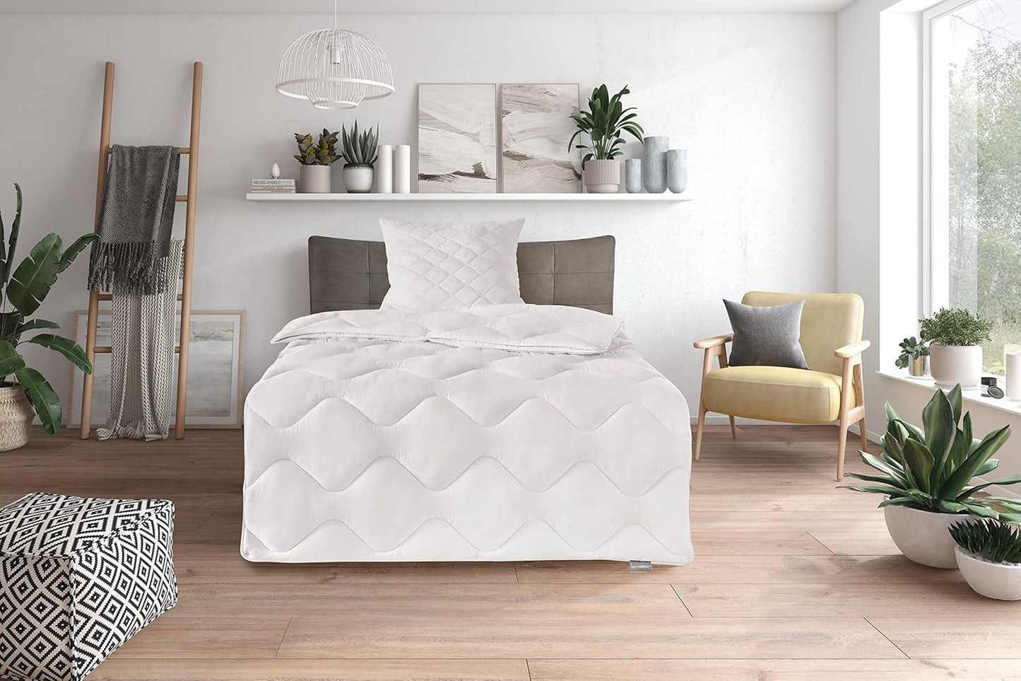 Traumnacht Cosy – Bettwäsche-Set 4 Jahreszeiten, 1 x Teilungsdecke 135 x 200 Set und 1 x Kissen 80 x 80 cm, Ã-ko Tex zertifiziert, weiß, entwickelt in Deutschland, (2er-Pack) Naty Shop Bettdecken und Bettdecken leichte Sommerdecke 135 x 200 Set