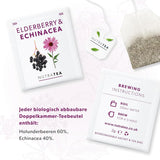 Nutra Tea Holunder & Echinacea, Immunitäts- und Erkältungstee, Tee zur Immununterstützung, Erkältungsbekämpfung, 20 wiederverwendbare Teebeutel, natürlicher Kräutertee