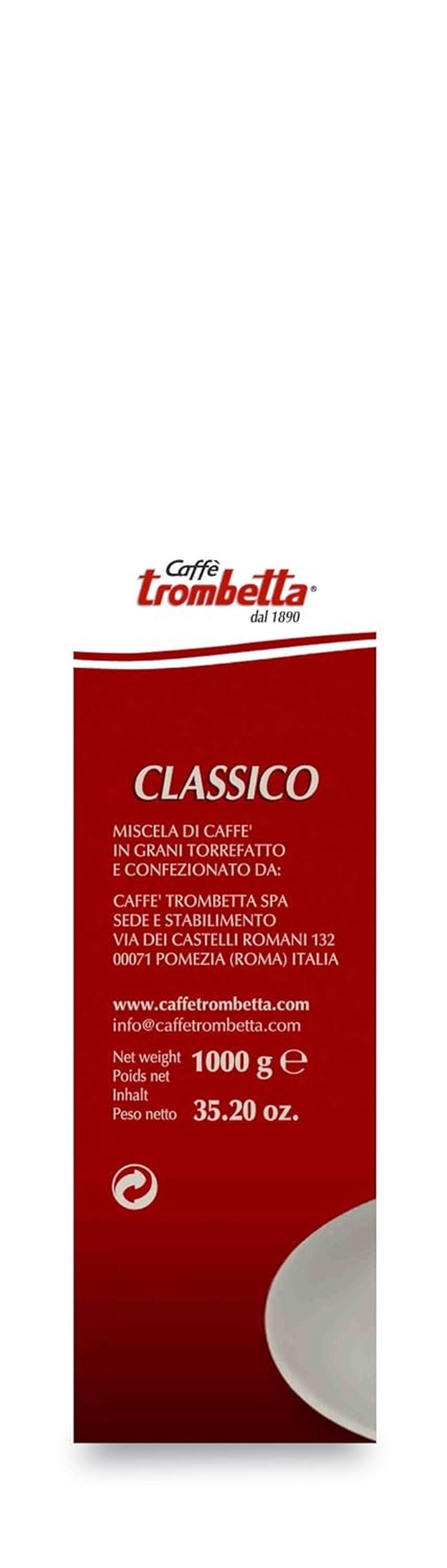 Caffè Trombetta Italien Kaffee Geröstete Kaffeebohnen, klassisch. Eine perfekte Harmonie zwischen Aroma und Körper - 1 kg