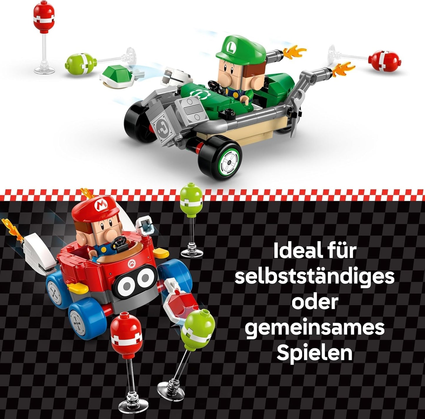 LEGO Mario Kart – Baby Mario Vs. Baby Luigi Nintendo-Sammelfiguren 2 baubare Speedmen-Spielzeuggeschenk für Jungen, Mädchen und Gamer ab 8 Jahren Abenteuerspielzeug 72034 Bausets Besuchen Sie den LEGO-Store