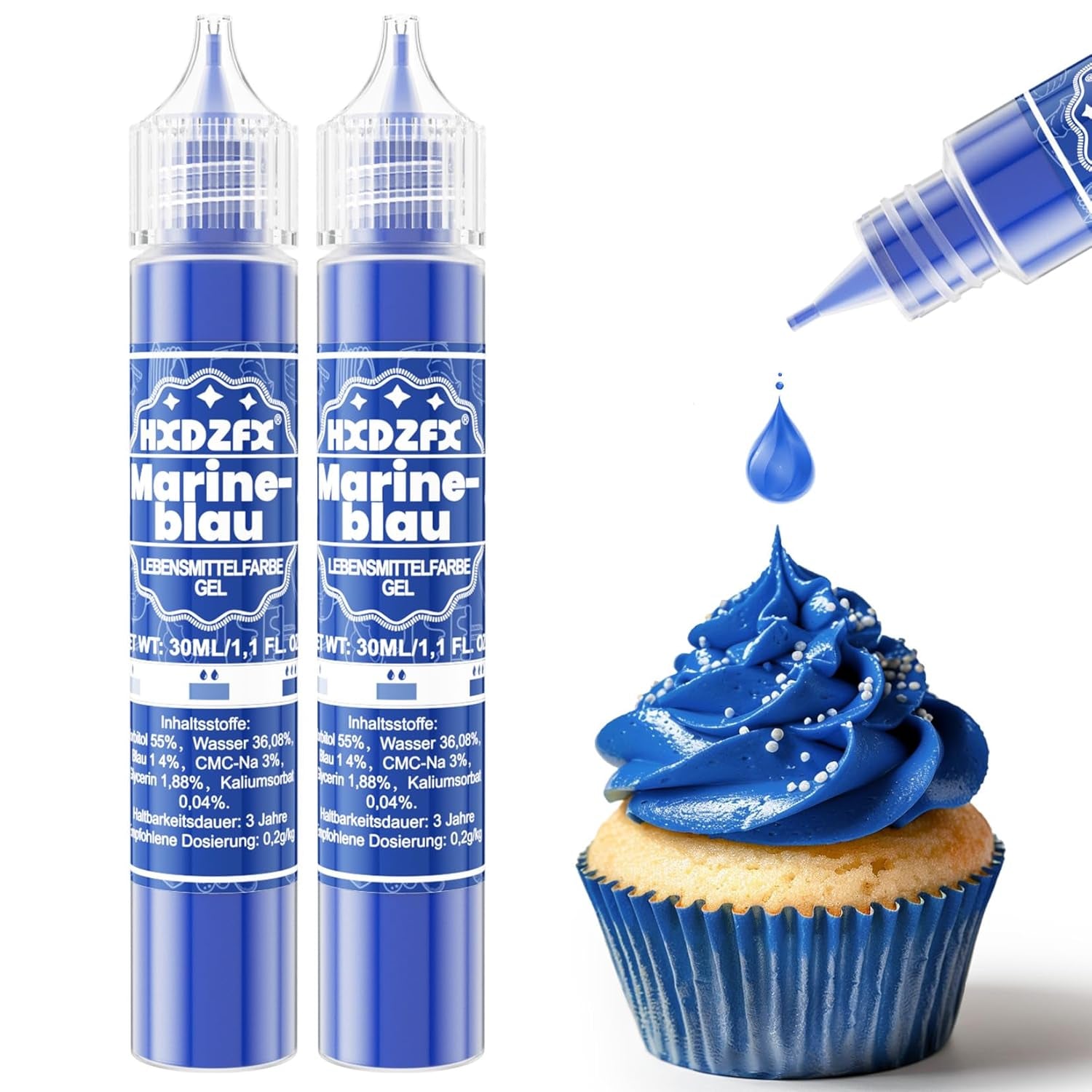 Gel-Lebensmittelfarbe – HXDZFX 2×30 ml, zuckerfreie Lebensmittelfarbe, hochkonzentriert, zum Dekorieren von Kuchen, weißem Fondant, Makronen, Keksen, Backen, Ostereiern, Schleim (Traubenviolett)