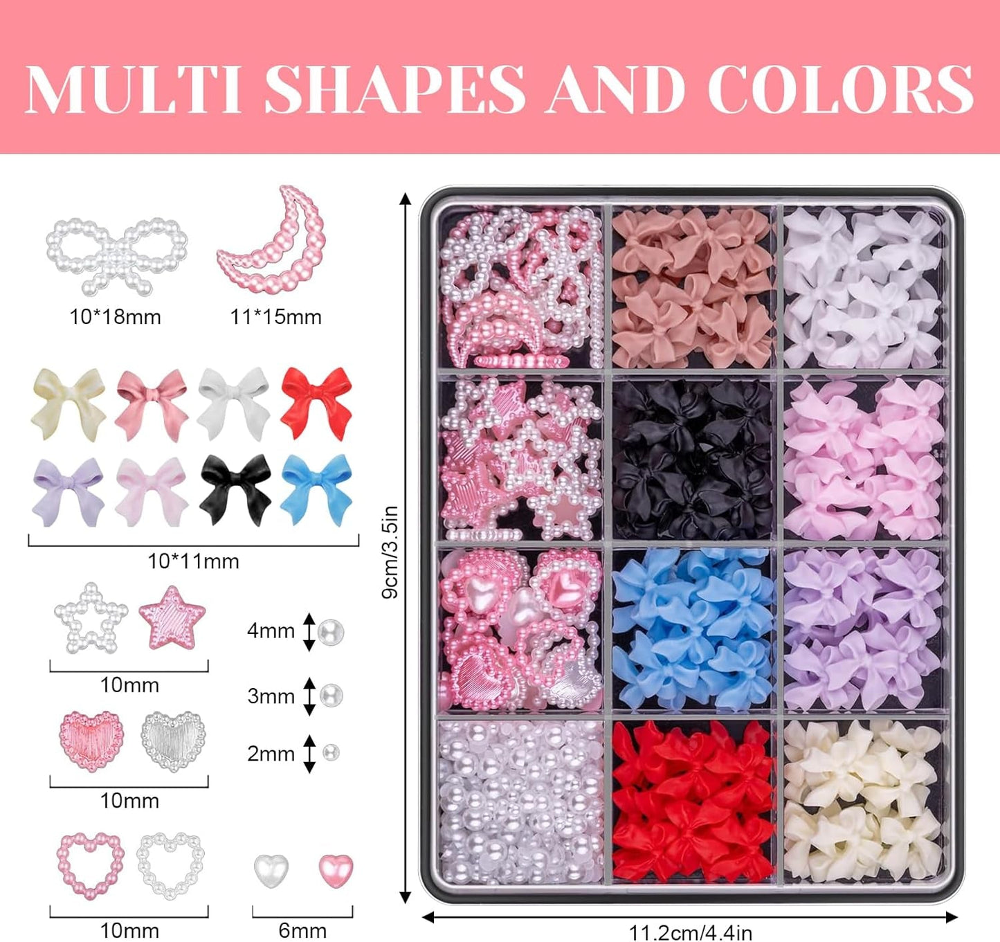 500 Stück 3D Nägel Charm Schleifen Charms Nägel Nail Art Charms Schleife Nagel Charms Nägel Nail Art Schleifen Nageldekorationen Mit Aufnahmewerkzeug Für Frauen Und Mädchen Nagel-Diy-Zubehör