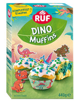 RUF Dinolino Cake, dreifarbiger Blechkuchen mit Zitronengeschmack, 850 Gramm Streusel Naty Shop Dinomuffins