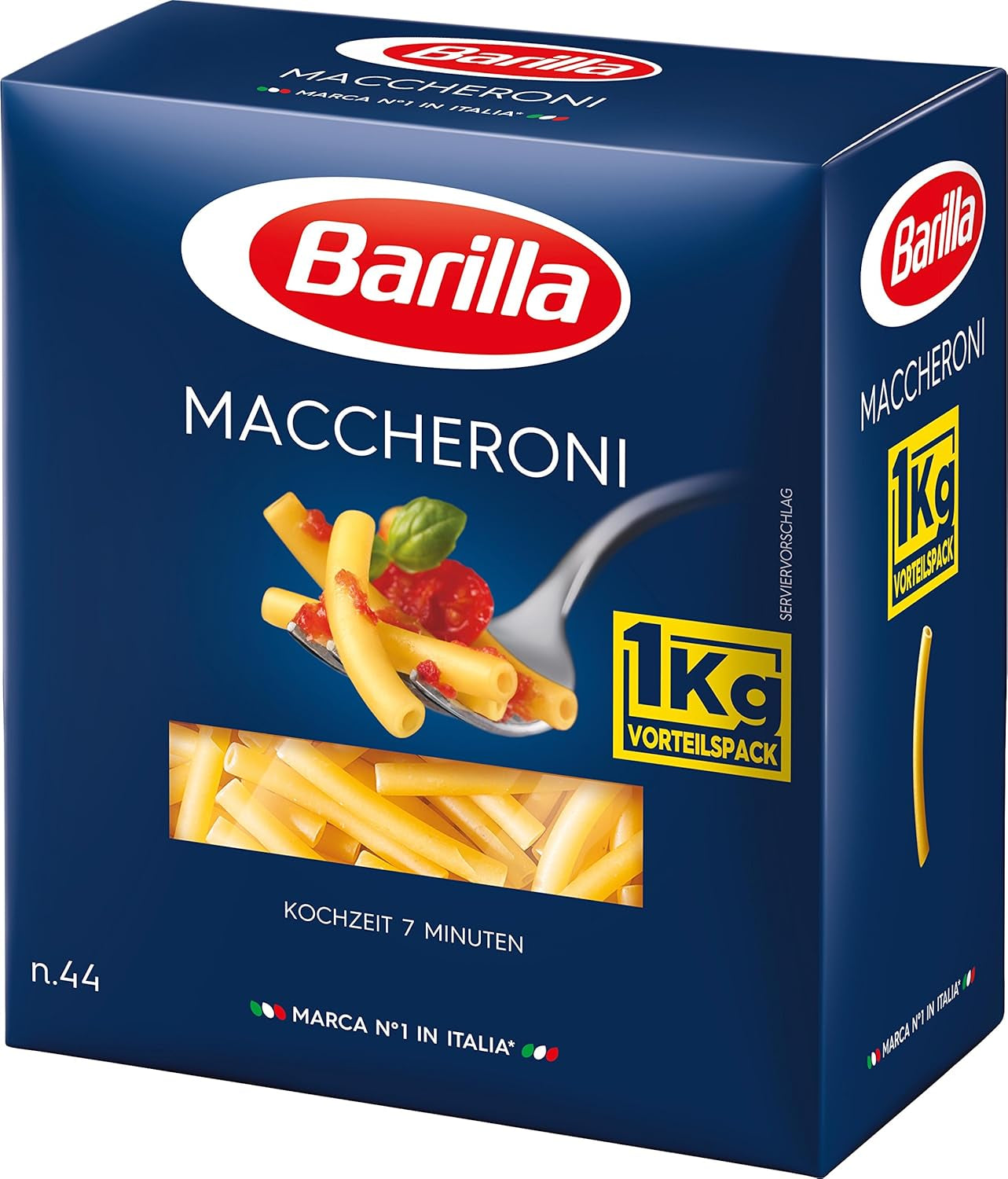 Barilla-Hartweizennudeln Maccheroni n. 44 – 1er-Packung (1x1kg)