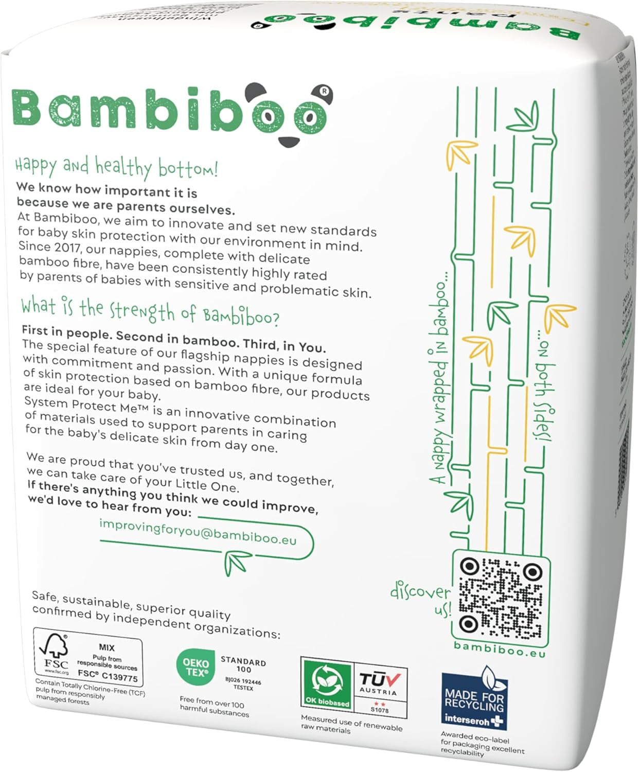 Bambiboo Einwegwindeln, hautfreundlich, feine Bambusfaser – Babywindelhöschen – Einwegwindelüberhosen – Schutz für empfindliche Haut – sehr saugfähig – Größe 4 (Maxi), 16 Stück