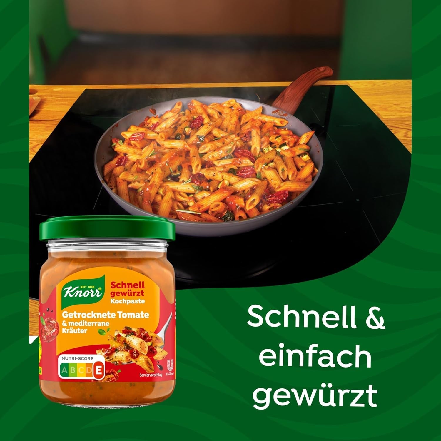 Knorr Schnell gewürzt Kochpaste Getrocknete Tomate & Mediterranean Kräuter einfach & schnell für einen besons intensiven, geballten Gesmack 165 g