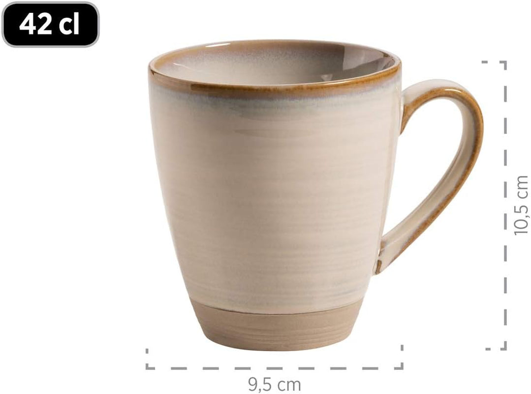 MÄSER 931818 Nottingham Vintage Series Tafelservice für 4 Personen, 12-teiliges Frühstücksservice mit unregelmäßigen runden Formen im Retro-Look, Fliese, Beige