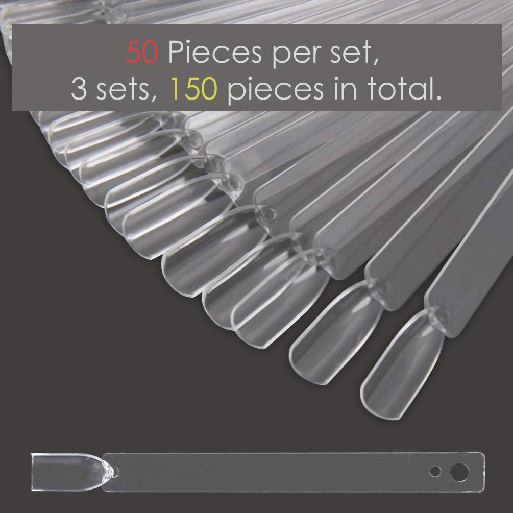 150 Stück Nail Art Tips Ring Stick, Transparente Farbe Karte Platten Nagelleck Display Ring Sticks, Nagel Salon Übungen Display Nail Tips