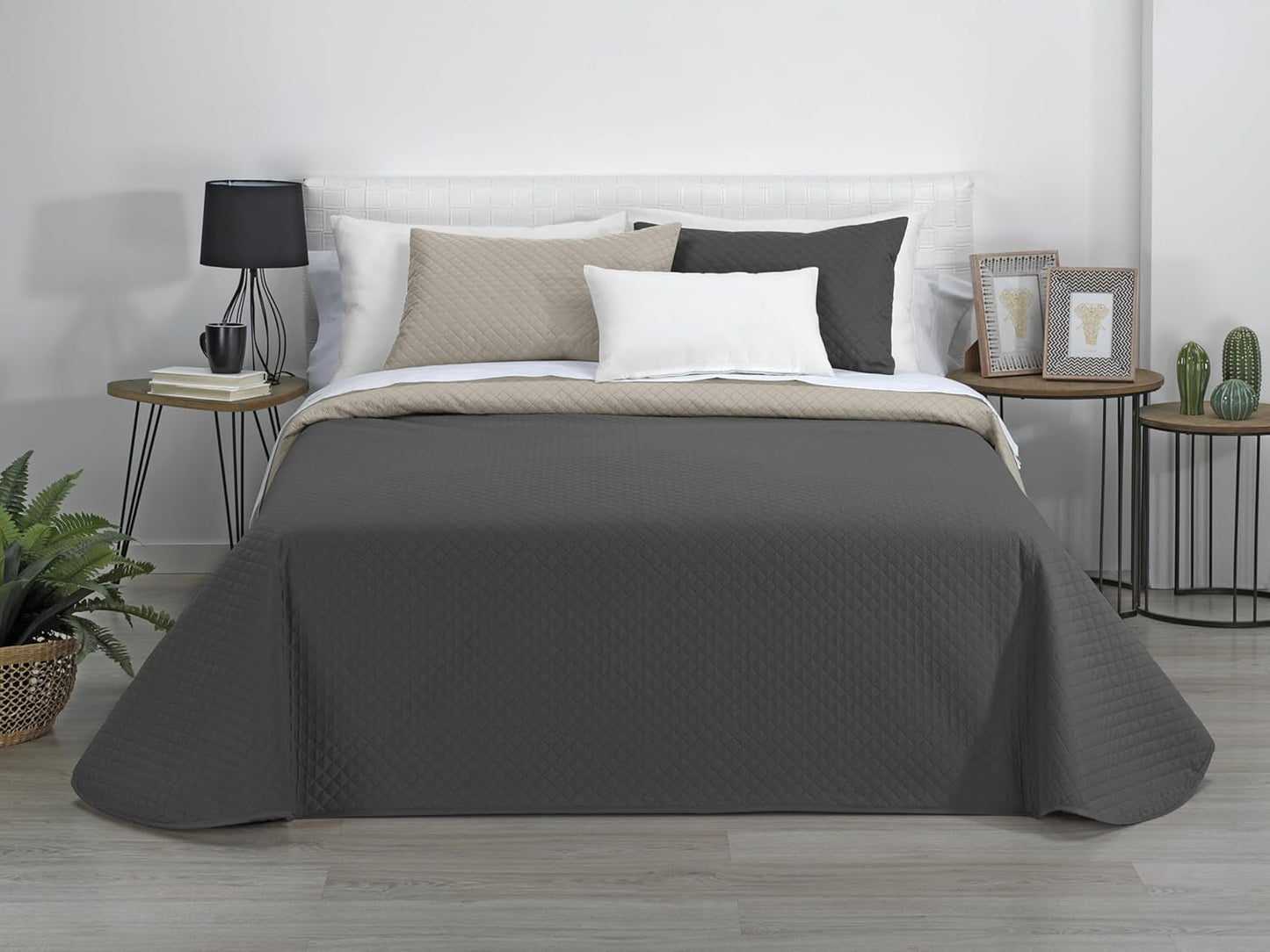 AVA | Boutique Wendedecke | Für alle Jahreszeiten | Farbe - Grau/Anthrazit | Für 120/135 cm breite Betten. Bett. (230 x 270 cm. Ancho X Alto) | Steppdecke Quilts und Quilts Naty Shop Standardtitel