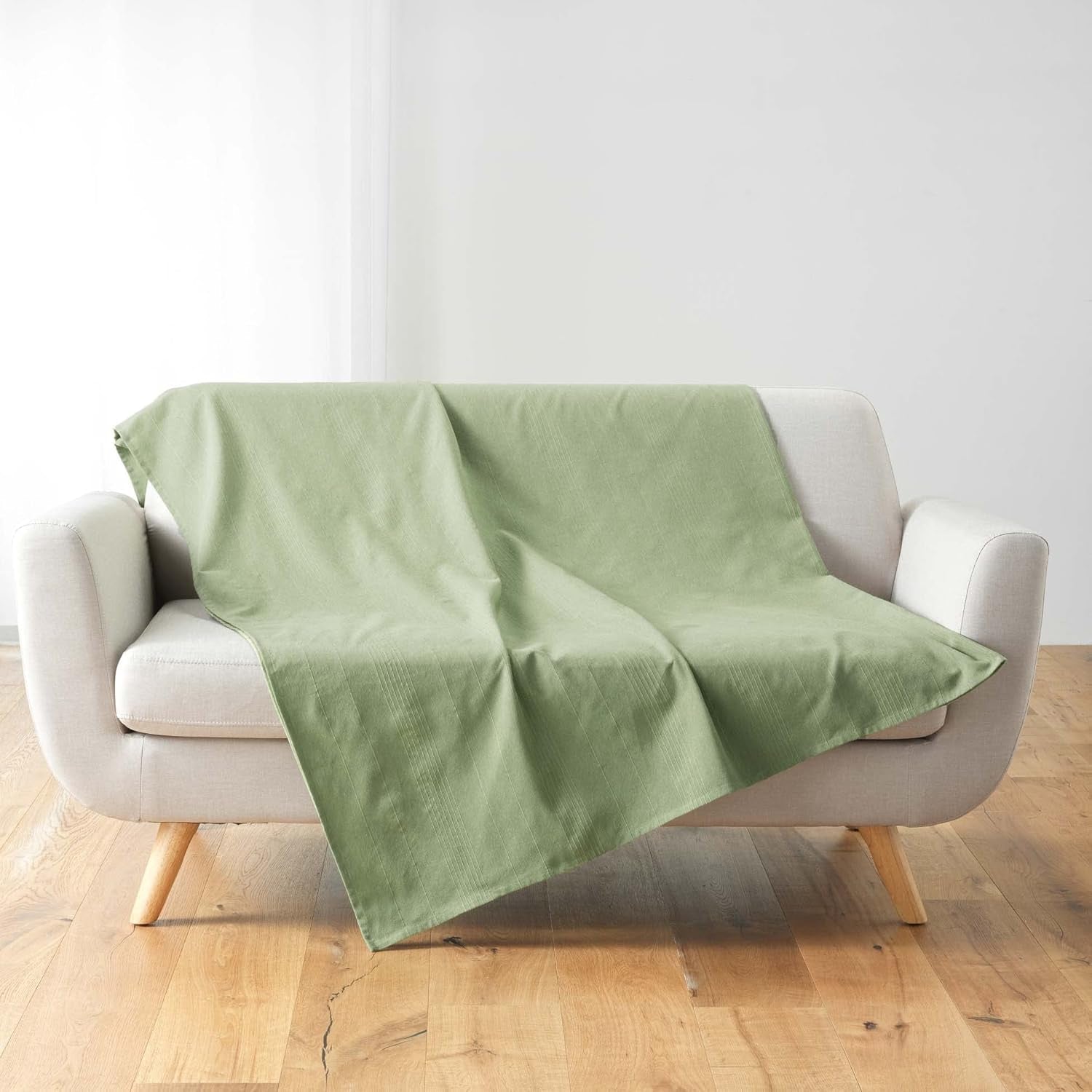 Douceur D'Intérieur, Decke (220 x 240 cm) Lucile Curry, Polycotton, einfarbige Betten und Bettdecken Douceur d'Intérieur Salbei 220 x 240 cm