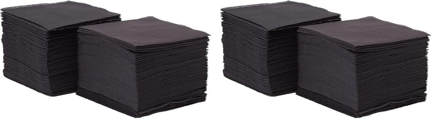 Saten Ser22104961 Coktail-Serviette, 20 x 20, 2-lagig, 1/4-Faltung, 100 Servietten, Punta-Punta, Schwarz