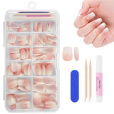 240-teiliges Set mit künstlichen Nagelspitzen, French Press On False Nails, Press On French Nails, 12 Größen, Fake Nails mit Kleber für Damen und Herren (Nude White Medium Almond)