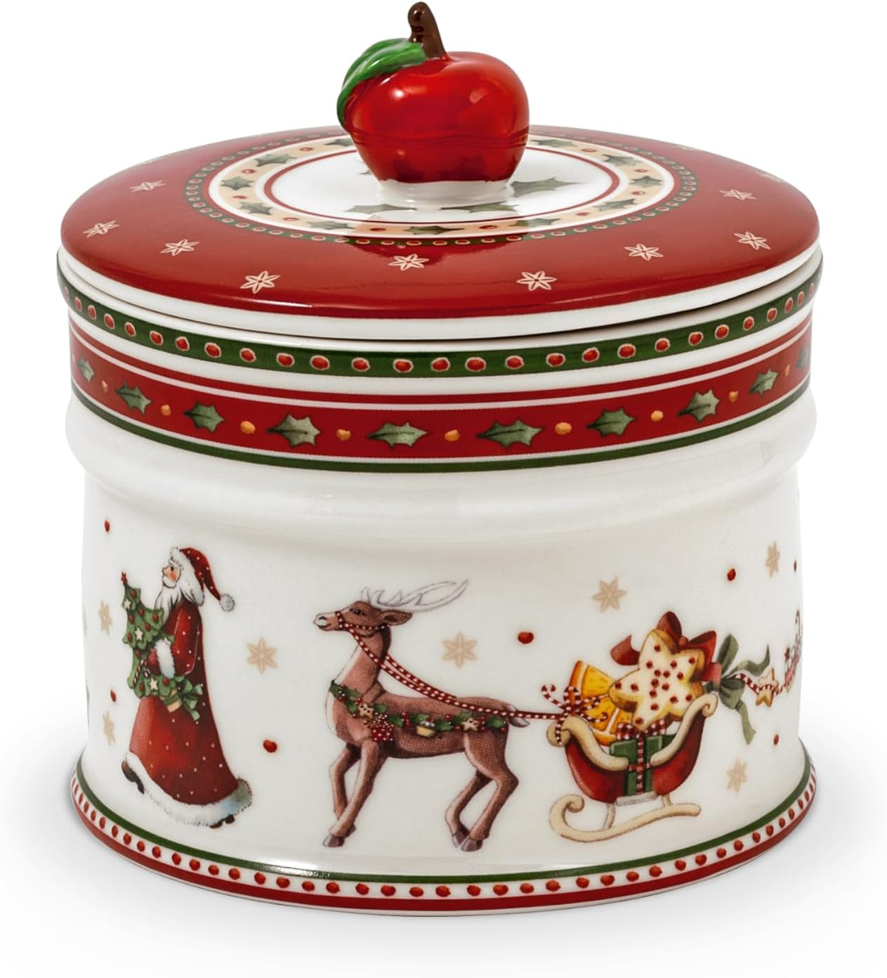 Villeroy & Boch - Winter Bakery Delight Kleine Aufbewahrungsbox, Keramik-Weihnachtsplätzchenbox, Weihnachtsbox, Plätzchenbox, Keksbox, Keramikbox mit Deckel, Süßigkeiten-Aufbewahrung, Premium-Porzellan-Lebensmittelaufbewahrungsboxen Naty Shop S