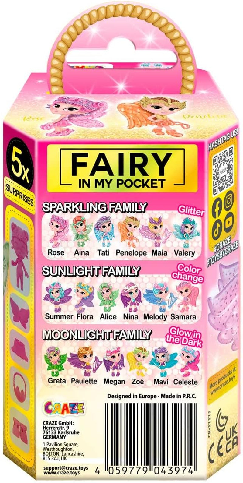 CRAZE Fee in meiner Tasche | Feenpuppe mit Flügeln, sammelbares Feenspielzeug mit Spezialeffekten wie Glitzer, Leuchten im Dunkeln und Farbwechsel. Puppen Naty Shop