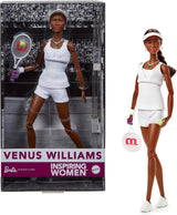 Barbie Inspiring Women Series Venus Williams Modepuppe mit signierter Uniform und Tennisschläger inklusive Präsentationsbox HRM49