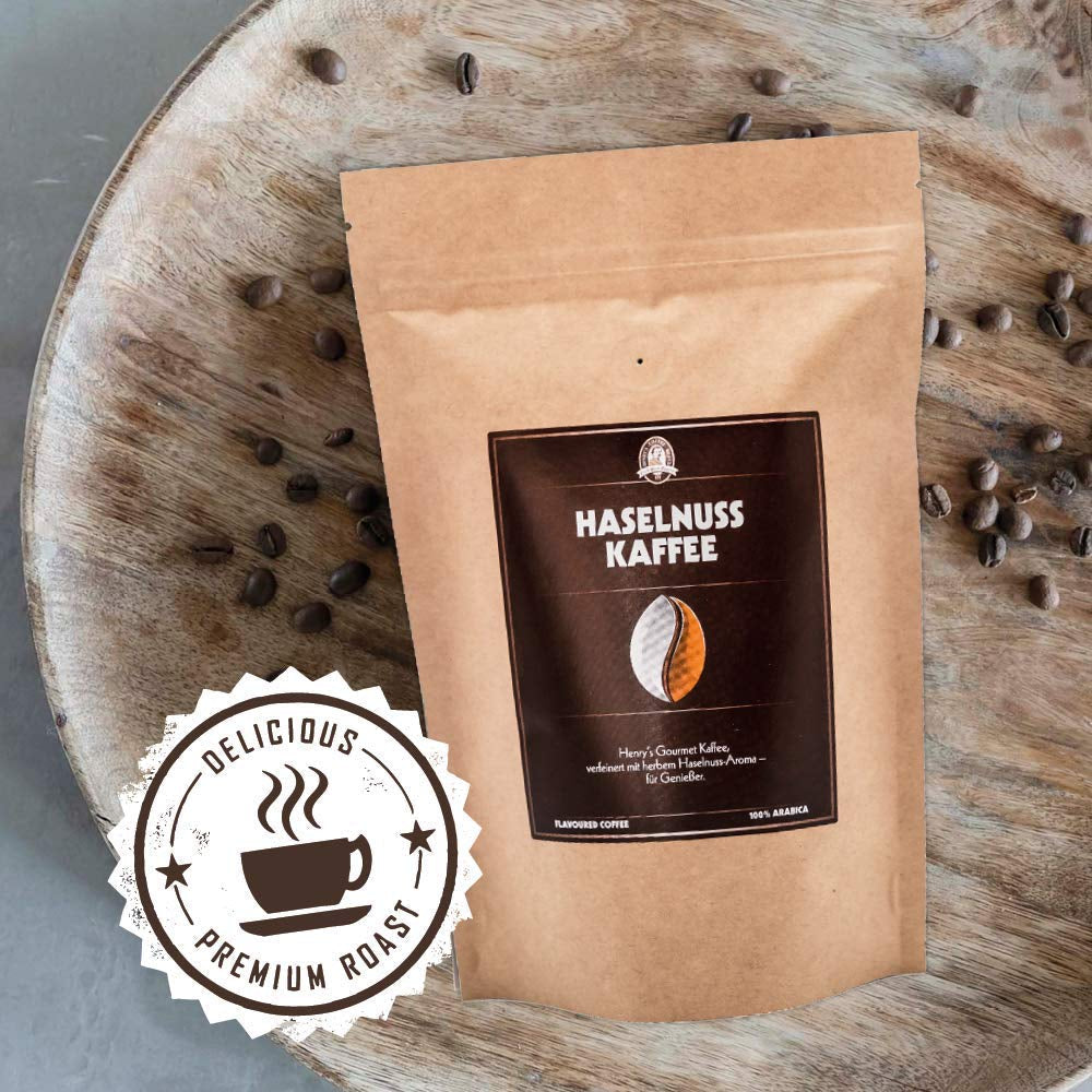 Henry's Haselnusskaffee 1000g – Raffinierter Gourmetkaffee mit feinsten Aromen – handwerklich geröstet – Premium-Kaffeebohnen