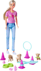 Simba Steffi Love Dog Trainer, Spielzeugpuppe als Hundetrainerin mit Trainingsparcours, 3 Hunde und Zubehör, 29 cm, ab 3 Jahren