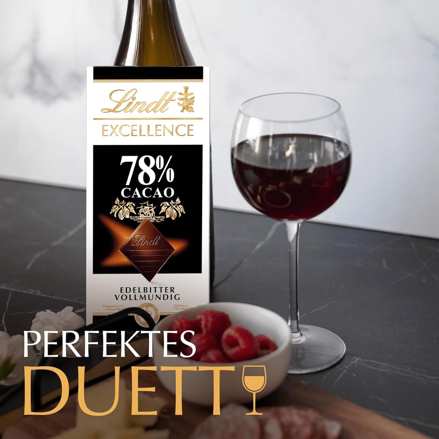 Lindt Excellence 78 Prozent Kakaoriegel – veganer Riegel mit Kakaointensität und Persistenz, 100 g, ideales Geschenk