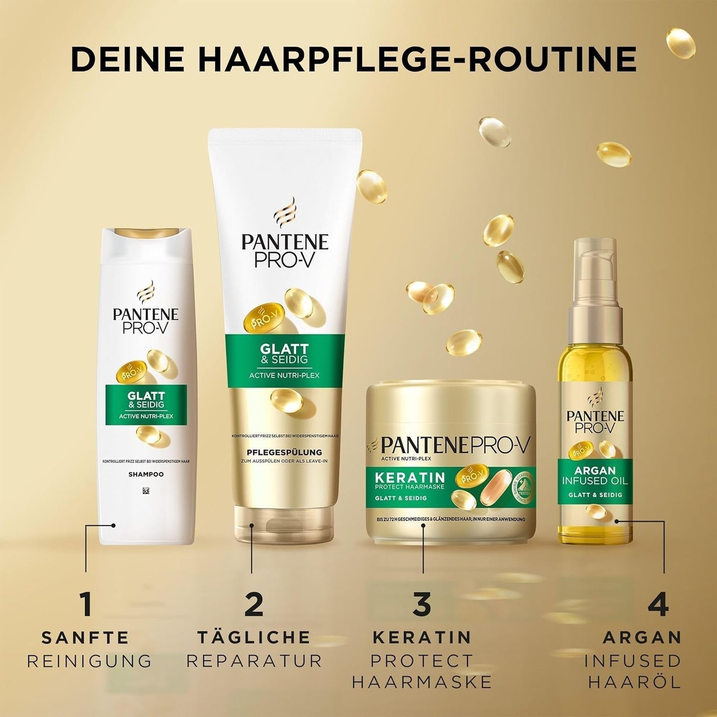 Pantene Pro-V Smooth & Silky Keratin Protect Haarmaske 500 ml für lockiges und trockenes Haar, bis zu 72 Stunden glattes und glänzendes Haar in einer einzigen Anwendung, mit Pro-V-Formel und aktiver Nutri-Plex-Haarmaske Naty Shop
