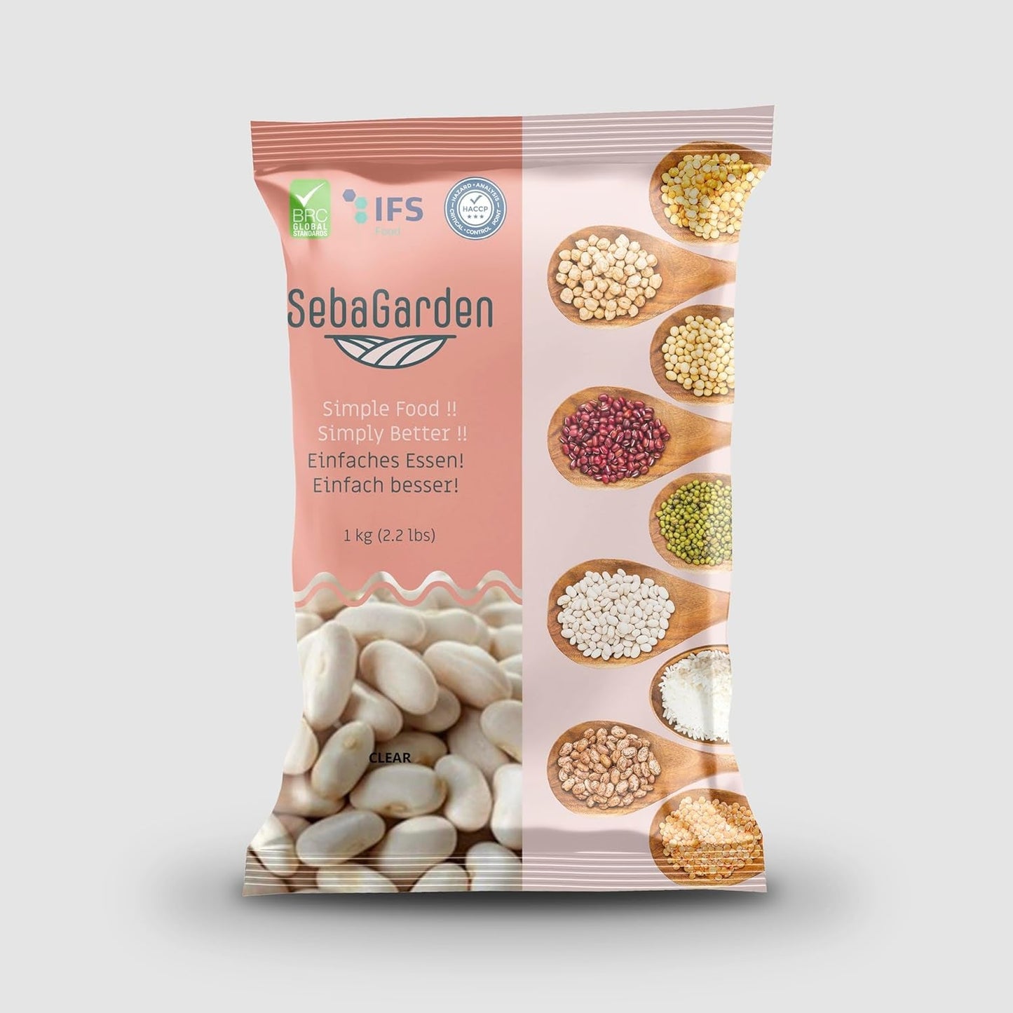 Seba Garden Weiße Bohnen 1 kg – (Kuru Fasulye), hochwertige getrocknete türkische Bohnen, reich an Eiweiß und Ballaststoffen, ganz natürlich und vegan – ideal für Eintöpfe, Suppen, Aufläufe