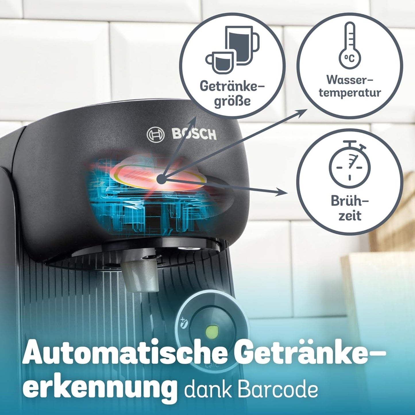 Bosch Tassimo finesse TAS162E Kapsel-Espressomaschine, 70 Getränke, intensiverer Kaffee auf Knopfdruck, automatische Abschaltung, nachhaltig, perfekte Dosierung, 1400 W, schwarz/schwarz