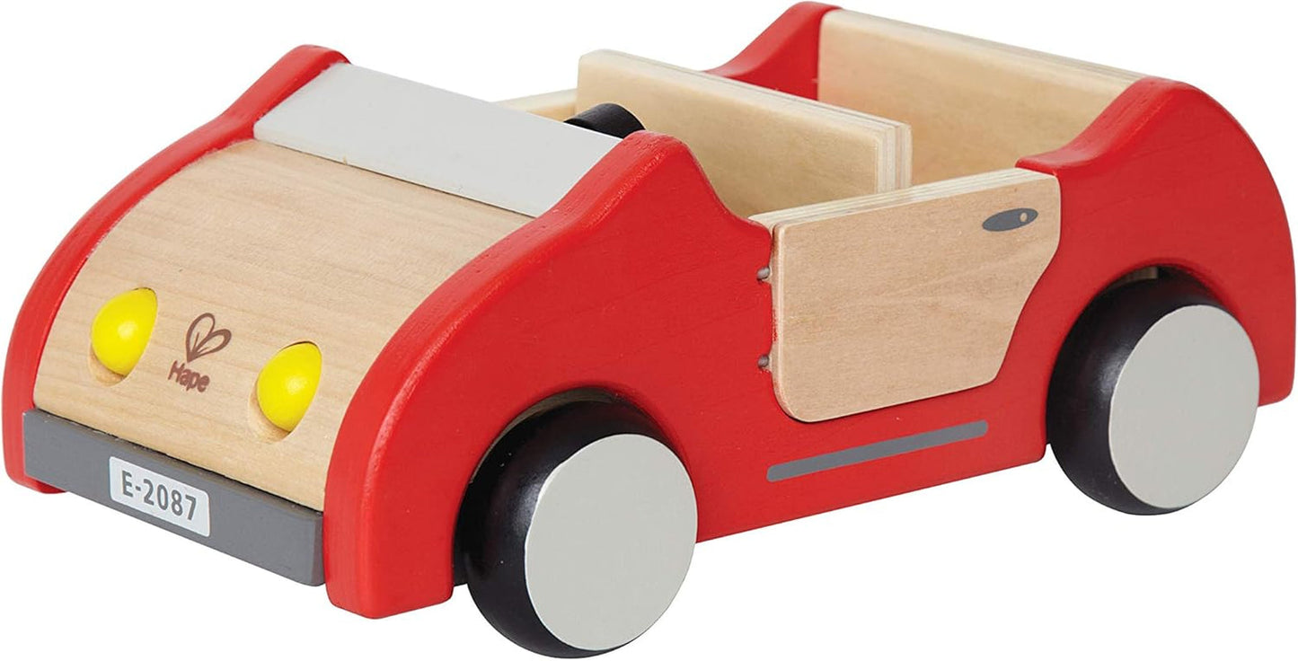 E3405 – Puppenhaus, Puppenhaus mit Zubehör, Holz und E3475 – Puppenhauszubehör, Familienauto