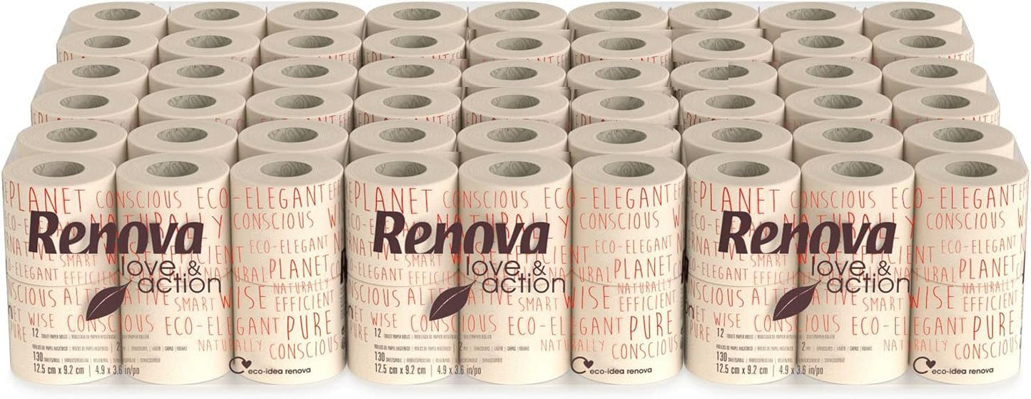 Toilettenpapier Renova Love & Action, Beiger Paket 9 x 12 Rollos-: 108
