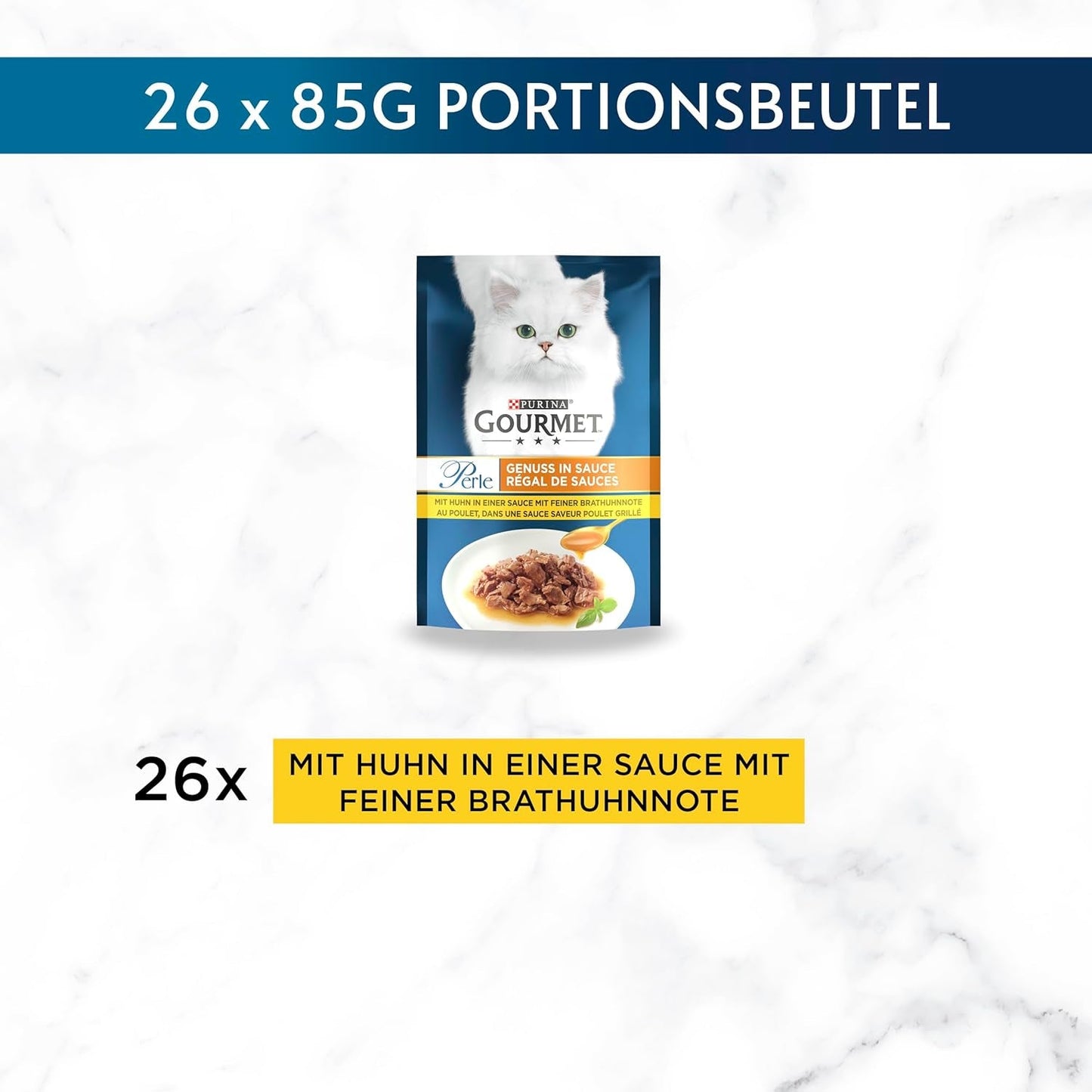 Gourmet Perle Delight Nassfutter für Katzen in Sauce mit Huhn, 26er Pack (26 x 85g)