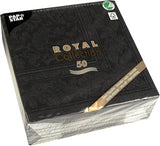 50 Servietten ROYAL Collection 1/4-Falz 40 X 40 schwarz „Ornaments“