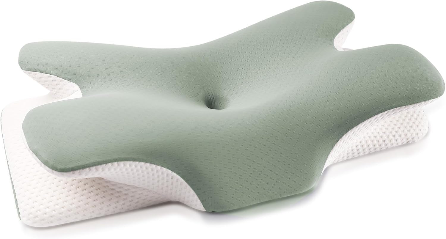 MULISOFT Memory-Schaum-Kissen, bequemes Kopfkissen, Nackenstützkissen, ergonomisches Seitenschläferkissen (grau). Orthopädische Halskissen, Naty Shop. Grüße
