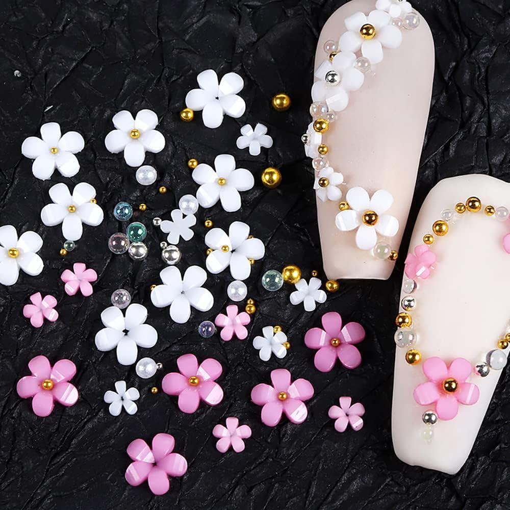 3D-Blumennägel, 6 Gitter, Blumen-Nagel-Charms, Acryl-Nagel-Strasssteine, Nagelzubehör, DIY Frühlings-Nageldekorationen