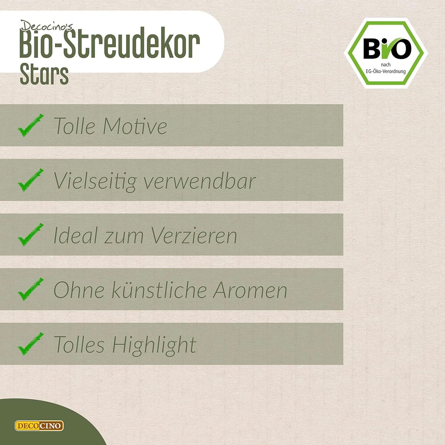 DECOCINO Bio-Streuselsterne, 50 Gramm Streusel Naty Shop