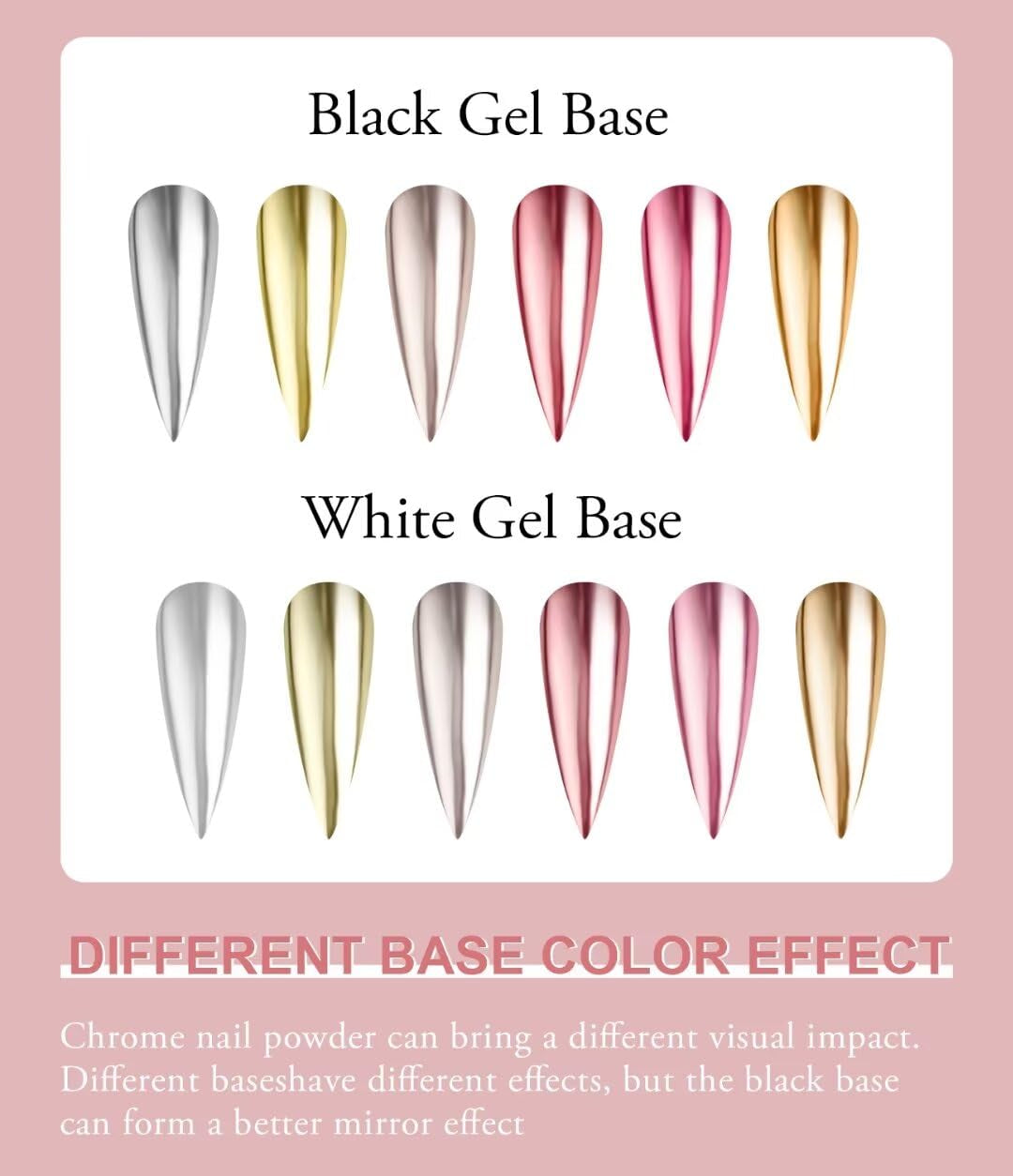 BISHENGYF Rose Gold Chrome Nail PowderNeue Upgrade Grosse Kapazitä Chrom PulverSuper-Spiegeleffekt Metall Mirror Chrome Powder –Neon Glassy Pearl Effect Glitter Nagelkunst Pulver Für DIY Salon