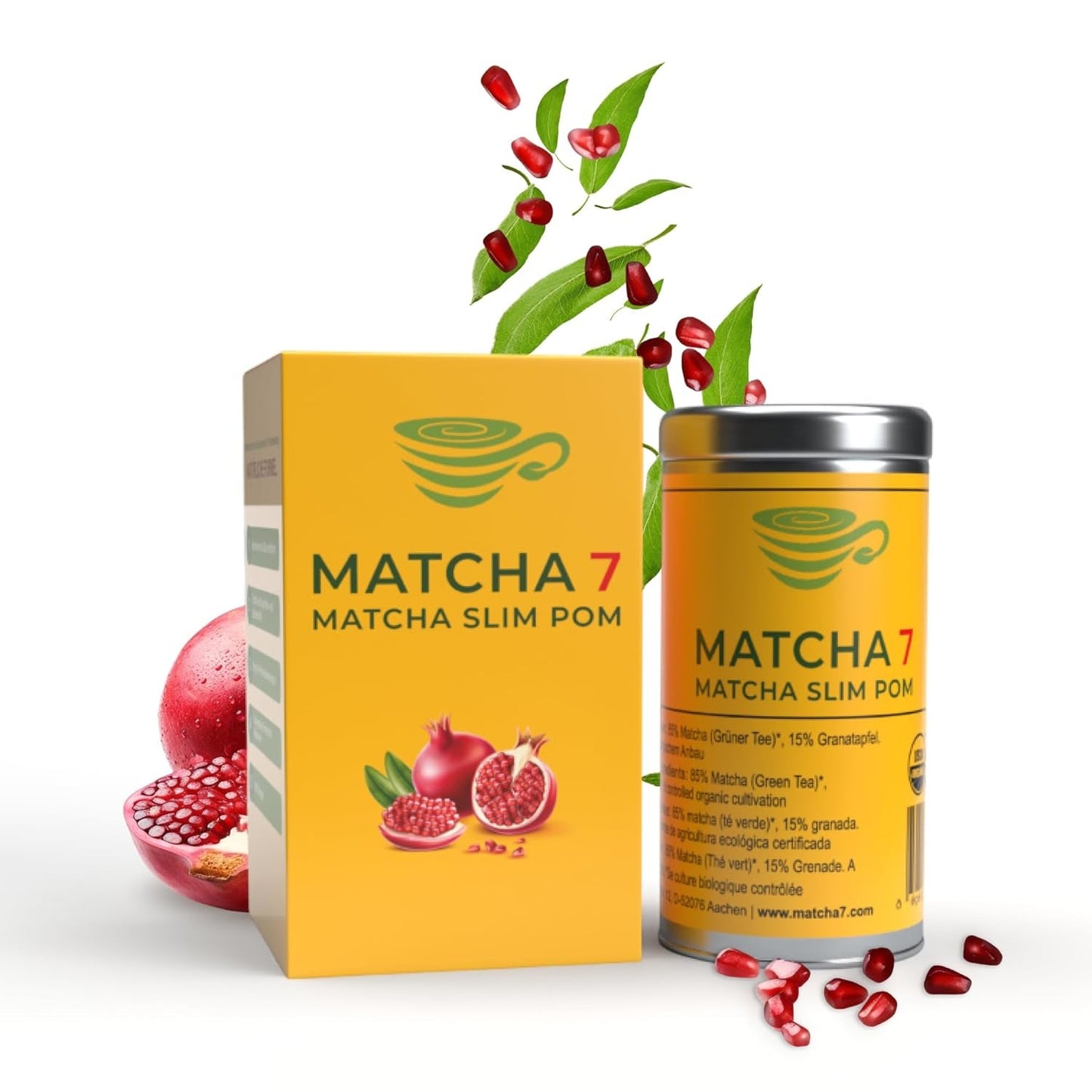 ® Ceremonial Matcha Powder X Granatapfel 100G [Unterstützt Gewichtsverlust und Stoffwechsel] – Grüner Tee für einen aktiven und gesunden Lebensstil – Grüner Tee ohne Zusatzstoffe (rein und natürlich)