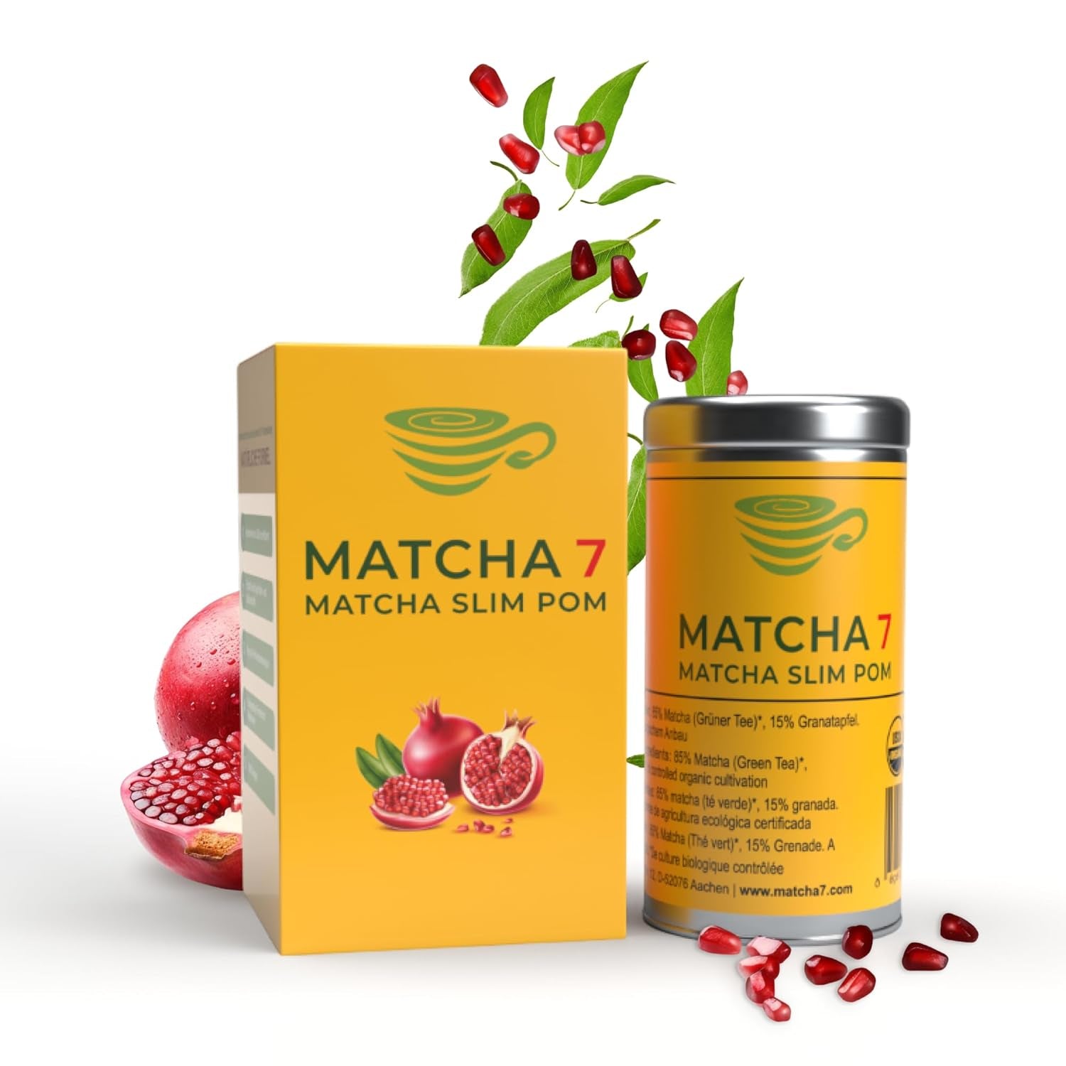 ® Ceremonial Matcha Powder X Granatapfel 100G [Unterstützt Gewichtsverlust und Stoffwechsel] – Grüner Tee für einen aktiven und gesunden Lebensstil – Grüner Tee ohne Zusatzstoffe (rein und natürlich)