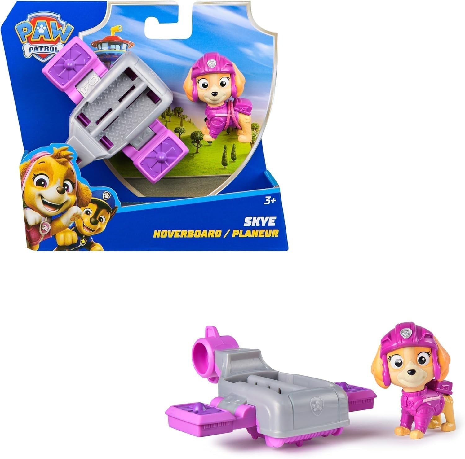 PAW PATROL Chase Action Pup Mini-Rettungsflugzeug-Spielset mit klappbaren Flügeln, Spielzeug für Kinder ab 3 Jahren, Actionfiguren, Naty Shop Skye