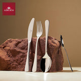 Gerlach Flow Besteck-Set 6 Personen Spülmaschinenfest Essbesteck Besteck Aus Edelstahl Messer Gabel Löffel Teelöffel Tafelbesteck Rostfrei 24 Stk, Silberglänzend Kitchen Naty Shop